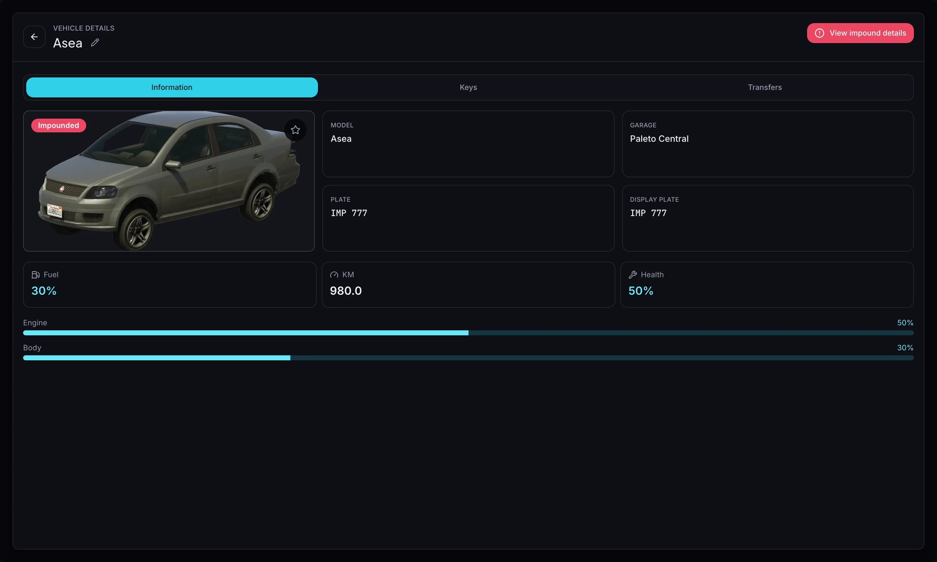 Every vehicle, in detail.